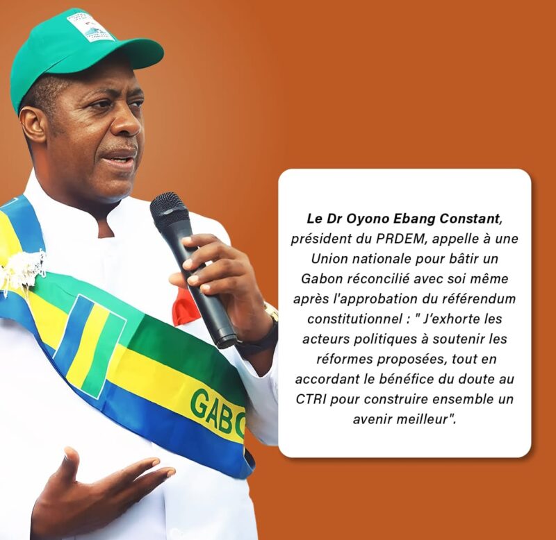 Le Dr Oyono Ebang Constant en Reconciliateur appelle à l’Union des gabonais